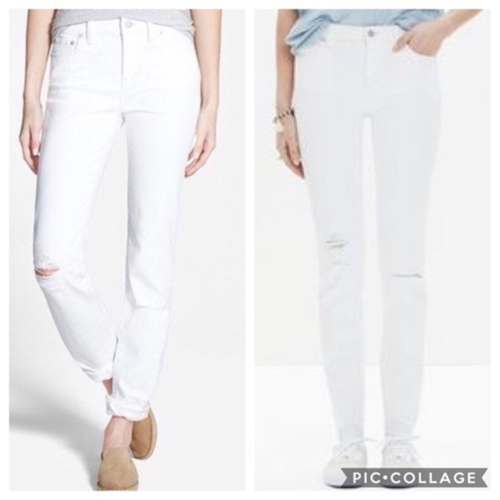 Madewell Distressed White Alley Straight Jeans